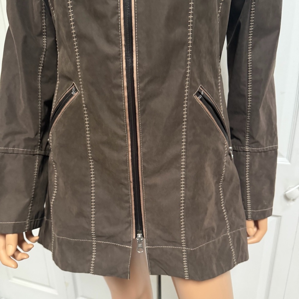 Goode Rider Women's Size Small Singing in the Rain Brown Jacket with Hood - Picture 9 of 15